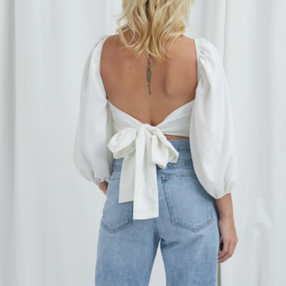 Give Me Romance Top White Puff Sleeves - Picture 9 of 13
